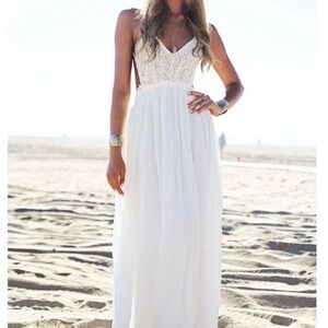 White Lace Maxi Dress-Size S